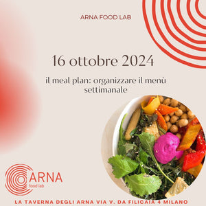 CORSO DI CUCINA _ 16 OTTOBRE 2024 IL MEAL PLAN: COME ORGANIZZARE IL MENU' SETTIMANALE